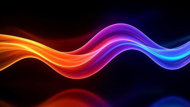 Vibrant wavy lines dance across dark background in mesmerizing display of color and light