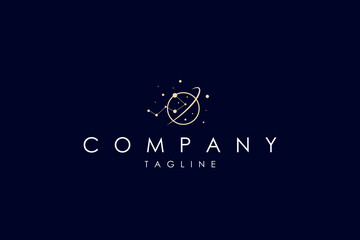 Vector golden logo on which an abstract image of the constellation Ursa Major in a circle. © Senadjan Design