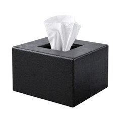 Black box holder with white tissue sticking out