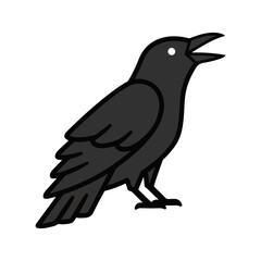 Fototapeta premium Simple Black Crow Icon Bird with Open Beak