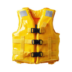 Yellow life vest with adjustable straps and reflective panels, safety gear