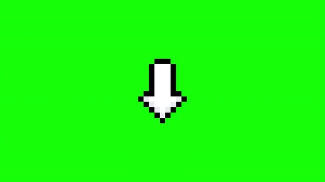 Pixel Retro Green Screen Down Arrow Translate Loop Animation With Continuous Vertical Motion Prores Alpha Channel 4K 60fps