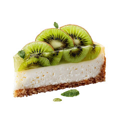 Kiwi cheesecake slice fruit, cream, crust