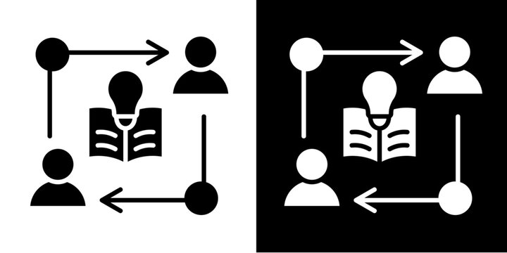 Knowledge Sharing Icon Set White Glyph Style Collection
