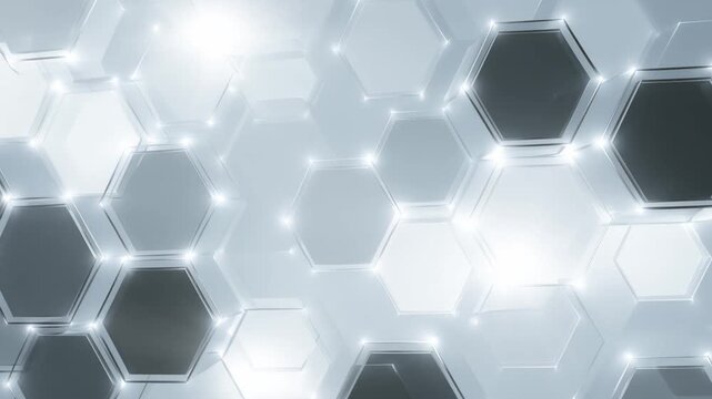 Geometric Abstraction: An artistic rendering of a network of interconnected hexagonal shapes, showcasing intricate patterns and a cool, modern aesthetic.