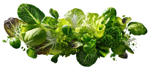 Assorted fresh green lettuce and herbs