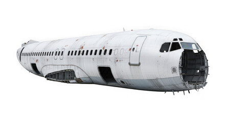 old airplane body without engines or landing gear