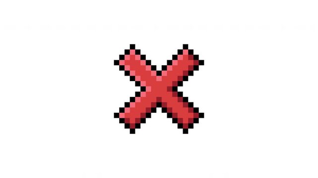 Pixel Retro Cross Mark Step Pop Animation With Stepped Error Emphasis Prores Alpha Channel 4K 60fps
