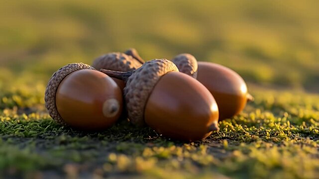 Acorns on the Ground - A Close-Up Look at Autumns Bounty.