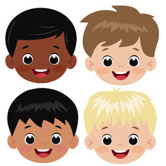 Cute  boy face emoji  vector cartoon illustration