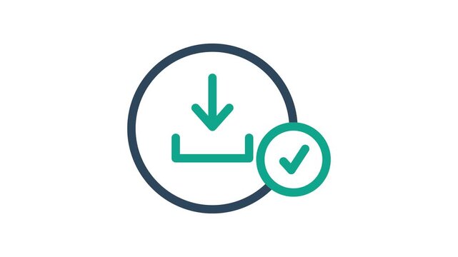 Download success icon animation. Suitable for site web, app, UI, user interfaces, provide visual feedback and more. Alpha channel, transparent background