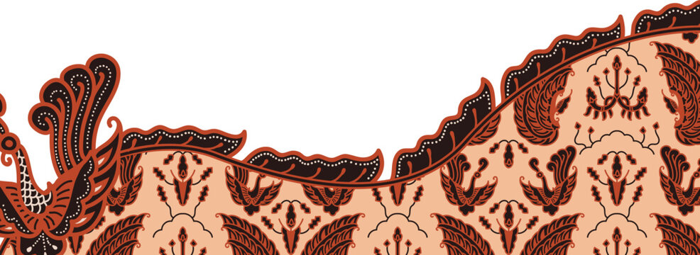 Border Corner Elegant Wavy Pattern Batik Frame