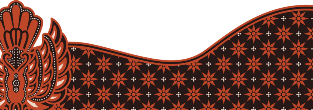 Floral Border Batik Ornamental Wavy Frame