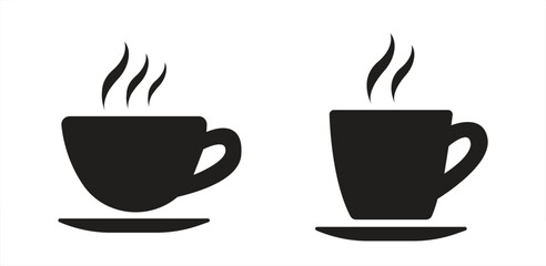 Obraz premium Coffee cup icon, coffee and tea cup collection, hot drink icon, coffee cup with steam, flat style, vector illustration, vector graphics, EPS 10, isolated on transparent background.