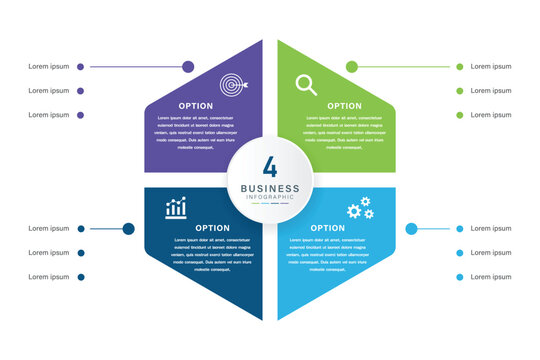 Four-Option Business Infographic with Icons and Color Quadrants