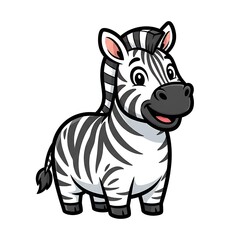 Fototapeta premium Cartoon Zebra Character Illustration White Background.