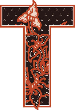 Capital Letter T with Floral Batik Pattern