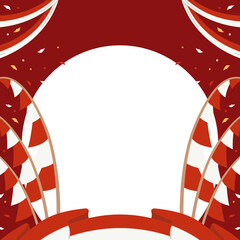 Obraz premium Festive Red and White HUT RI Profil Frame with Vibrant Design