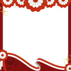 Elegant Red and White HUT RI Decorative Frame border with Ribbon and Stars