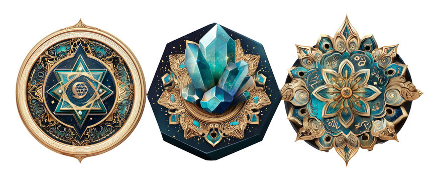 Bold Sacred Symbols with Strong Geometry and Vibrant Energy in Stunning Illustration
