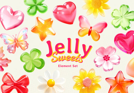 Colorful Jelly Sweet Element Design Set