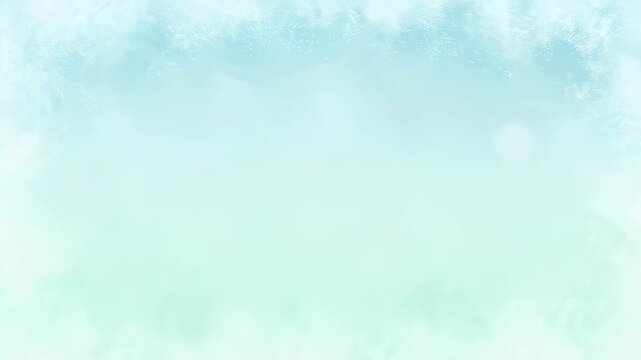 Fading blue and green gradient abstract background with a soft, snowy, winter border for Christmas and New Year celebration.