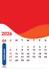  Calendar September 2026 design concept