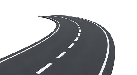 Curving Asphalt Road with White Lane Markings
