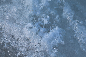 Macro Shot of Sharp White Ice Crystals and Frost