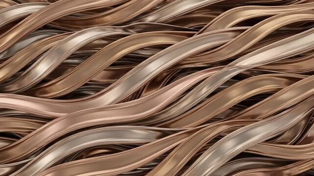 Copper Wires Intertwined in Closeup View.
