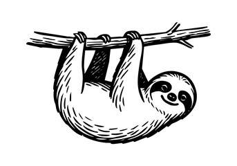 Obraz premium Sloth hand drawn simple sketch vector illustration