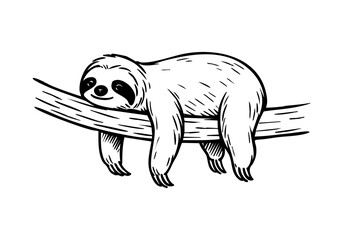 Obraz premium Sloth hand drawn simple sketch vector illustration