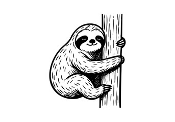 Obraz premium Sloth hand drawn simple sketch vector illustration