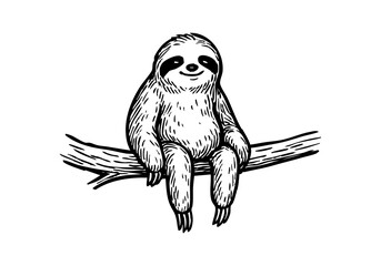 Obraz premium Sloth hand drawn simple sketch vector illustration