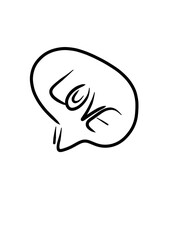 Love Word Hand Drawn Inside Abstract Heart Line Art