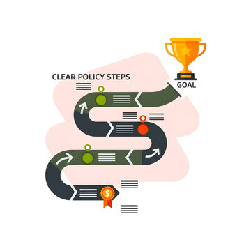 Strategic pathway visualization showing clear policy steps for achieving business objectives and success