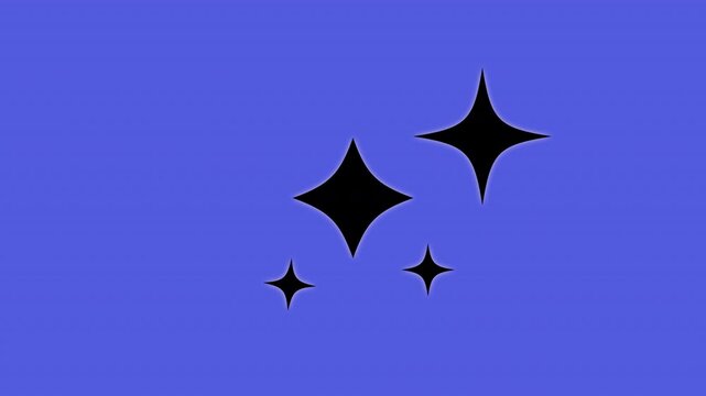 Black glowing twinkling stars animation with Outer Glow effects, stars blinking softly on a Blue screen, dreamy starry night mood, seamless loop footage