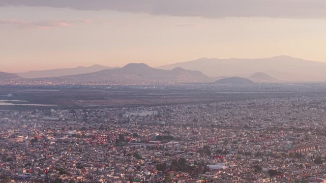 Drone view of conurbation between Ecatepec and Mexico City