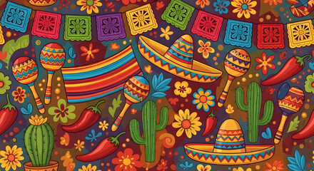 Fototapeta premium Vibrant and colorful festive pattern for fiesta