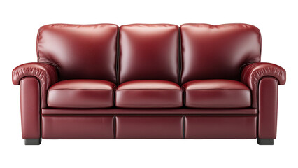 Fototapeta premium Elegant red leather couch suitable for any living space to enhance comfort and style. Perfect for modern home interiors.