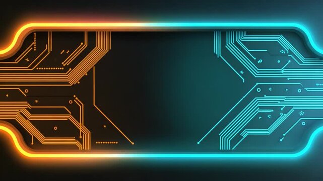 Technological Frontier: A vibrant abstract design composed of glowing circuit board patterns, highlighting the dynamic intersection of innovation and progress. 