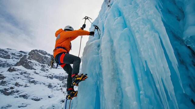 Extreme Ice Climbing Adventure in Snowy Wilderness