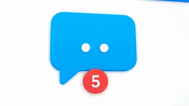 Message Notification Icon with Unread Count on White Background.