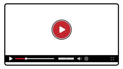  Modern video player interface with red play button on blank background isolated on transparent background © MD NAIM ISLAM