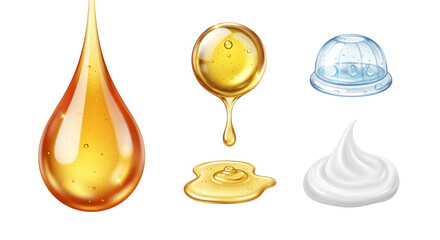 Vibrant cosmetic liquids and cream textures for skincare advertising&nbsp;transparent background png