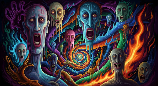 Dark artistic psychadelic visual hallucination