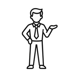 Obraz premium Stylish businessman standing confidently with hands on hips, modern minimalist illustration perfect for corporate and professional use cases