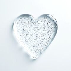Water Heart with Droplets on White
