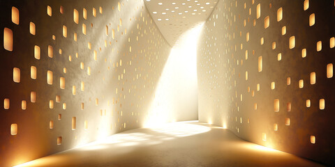 Perforated Light Tunnel with Warm Glow
