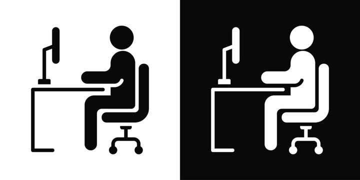 Ergonomic Icon White And Black Background Style